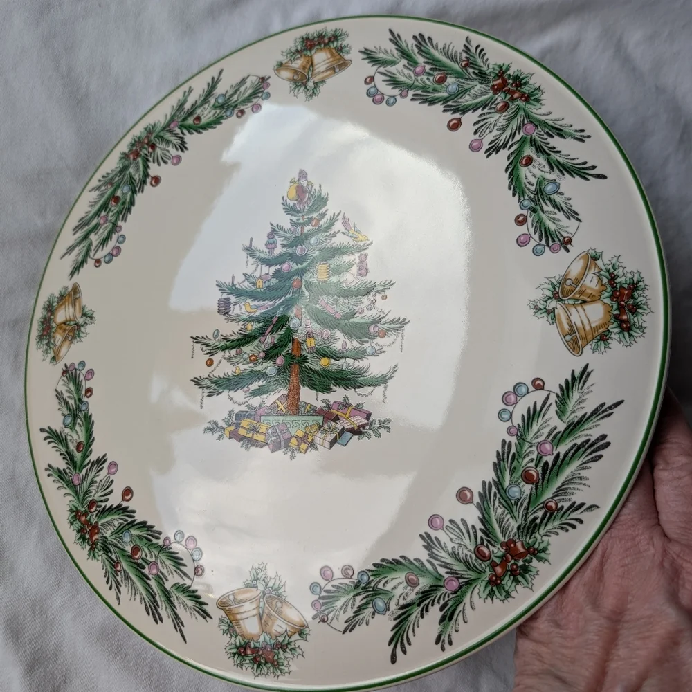 Spode Christmas Tree Garland Porcelain Cake Cheese Plate Discontinued
